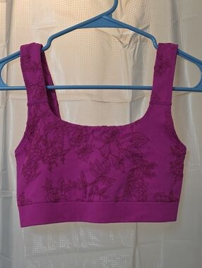 NUX Magenta Floral Embroidered Crop Tank